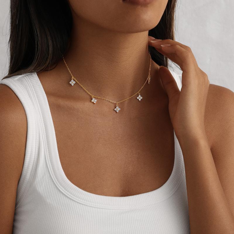 Lumivelle Five Bloom Necklace Duo — Gold & Silver