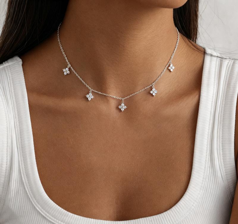 Lumivelle Five Bloom Necklace Duo — Gold & Silver