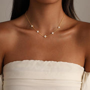 Lumivelle Five Bloom Necklace Duo — Gold & Silver