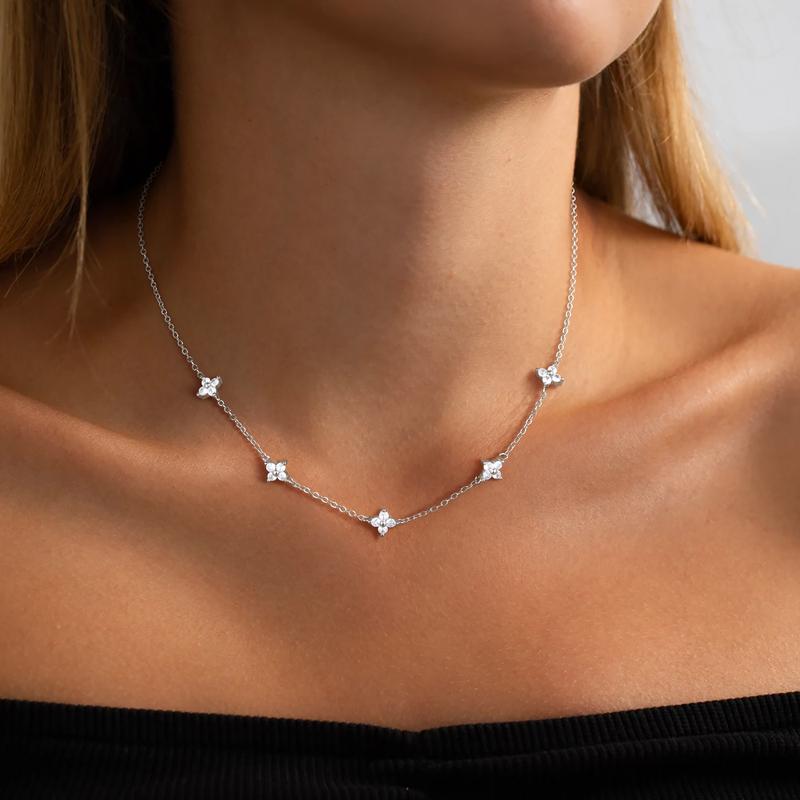Lumivelle Five Bloom Necklace Duo — Gold & Silver