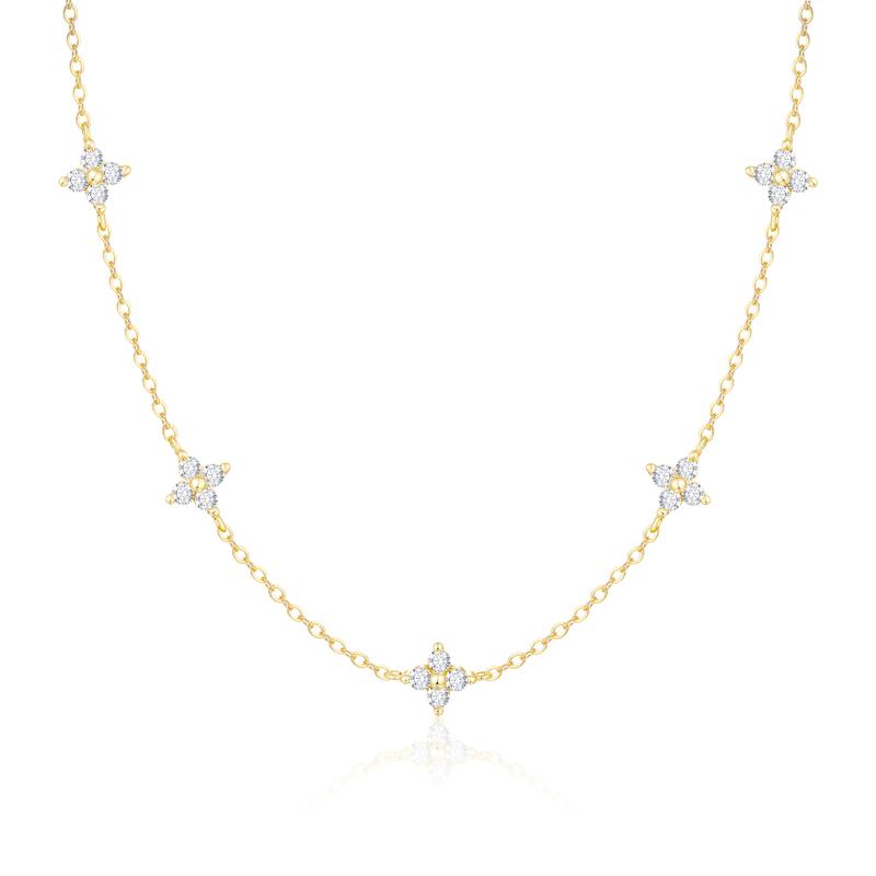 Lumivelle Five Bloom Necklace Duo — Gold & Silver