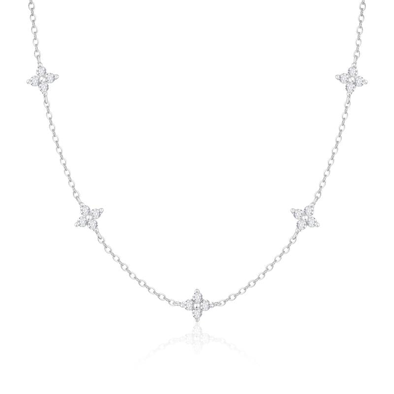 Lumivelle Five Bloom Necklace Duo — Gold & Silver
